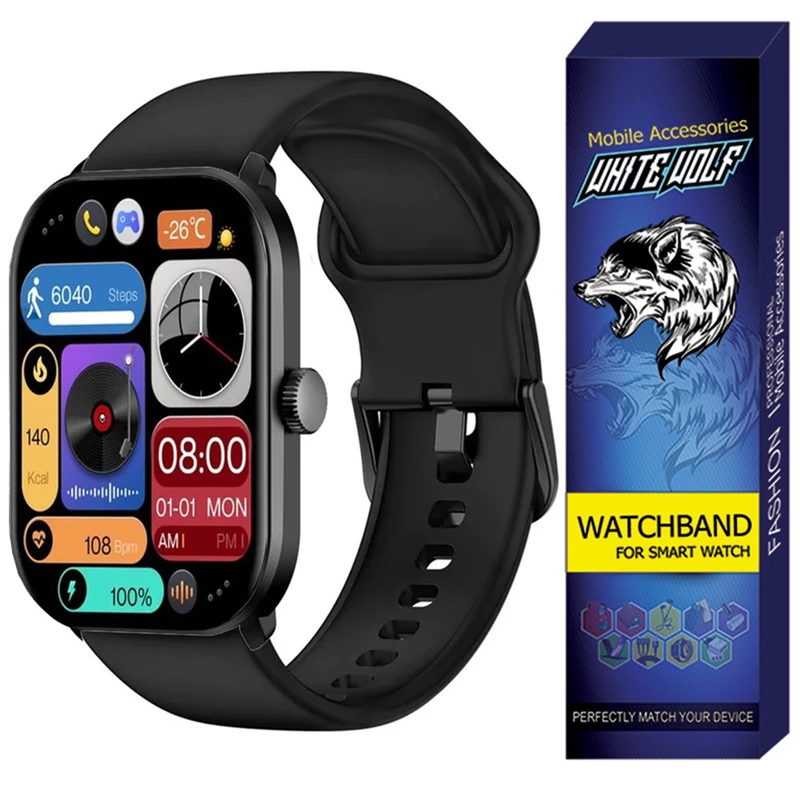 بند وایت ولف مدل WB-SIL-SQ مناسب برای ساعت هوشمند گلوریمی GS1 Pro 2024 / 22mm