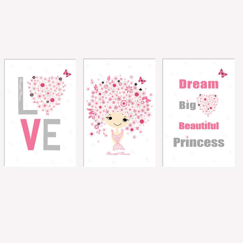 تابلو شاسی طرح کودک پرنسس زیبا کد 01PB مجموعه 3 عددی