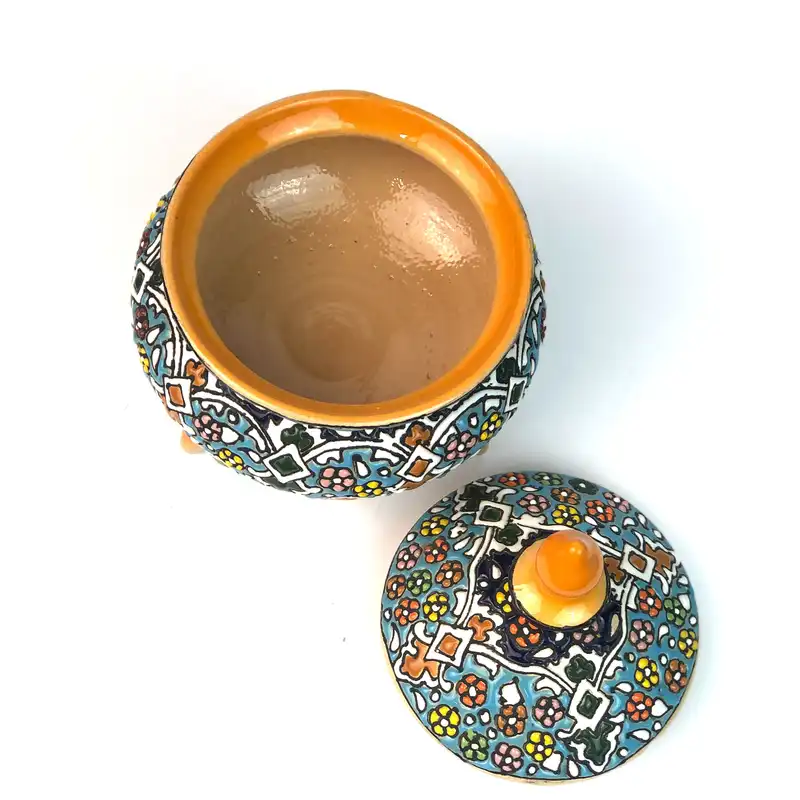 شکلات خوری میناکاری سفالی مدل پایه دار