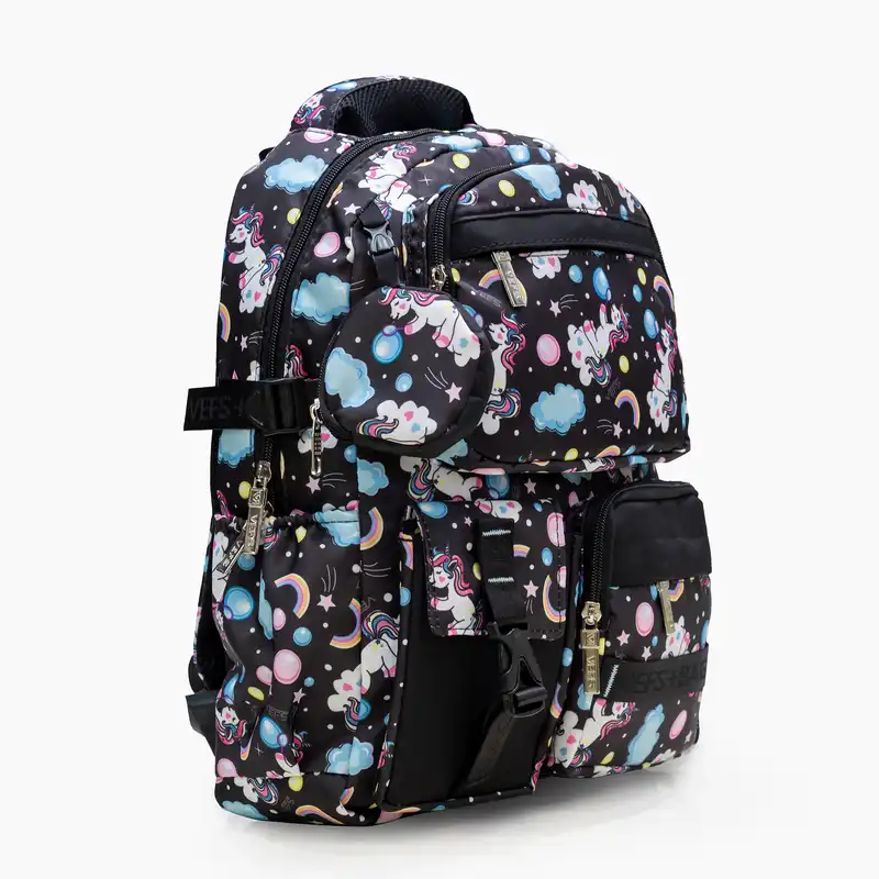 کوله پشتی وفس طرح اسب تک شاخ مدل VFS-2737 به همراه جامدادی و کیف پول