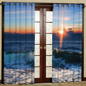 پرده مدل غروب خورشید هازان پانچی کد 2203 سایز 140x200 سانتی متر