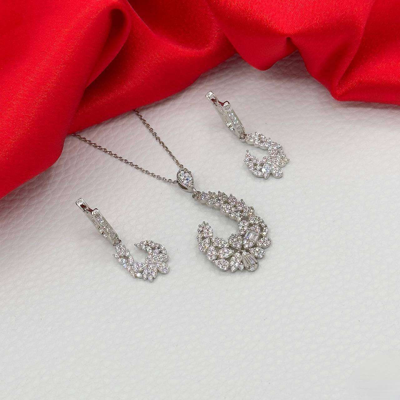 نیم ست نقره زنانه مدل ترمه کد BARF9