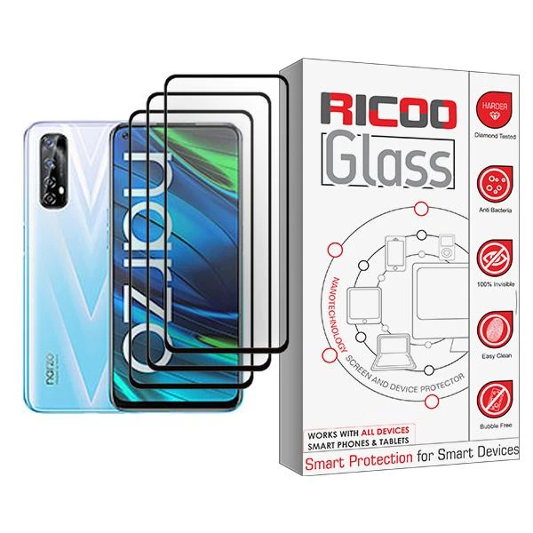 محافظ صفحه نمایش ریکو مدل Ricoo Glass MIX003 مناسب برای گوشی موبایل ریلمی Narzo 20 Pro بسته سه عددی