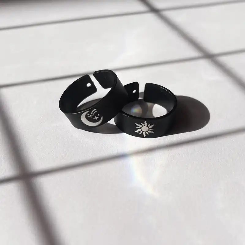 انگشتر مدل دوستی ماه و خورشید بسته 2 عددی