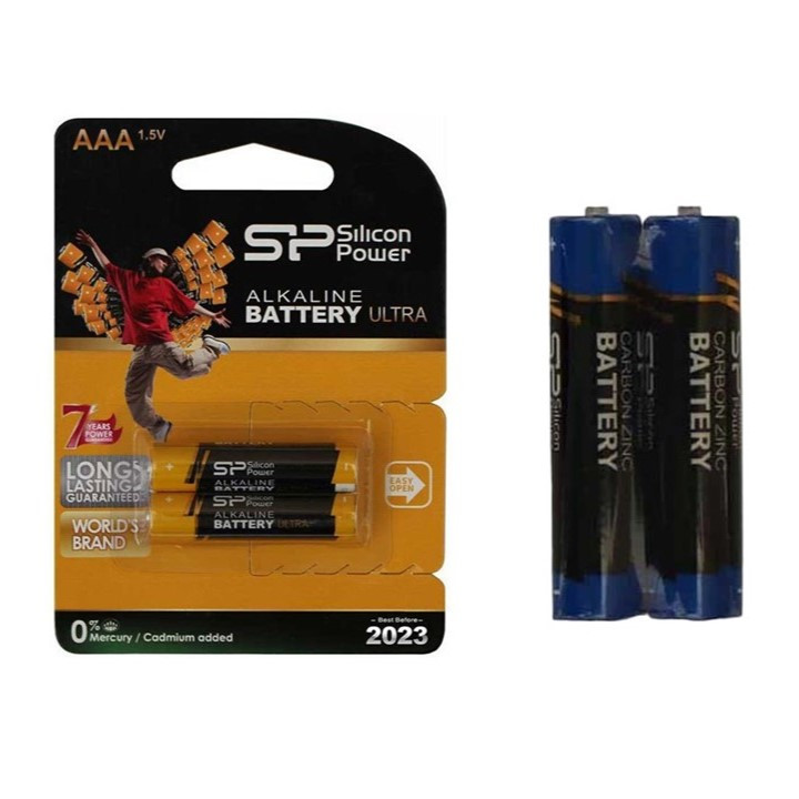 باتری قلمی و نیم قلمی سیلیکون پاور مدل  Alkaline Ultra - Carbon Zinc بسته 4 عددی