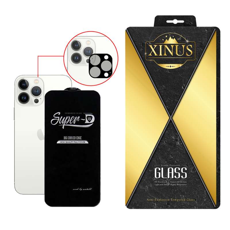محافظ لنز دوربین ژینوس مدل 2SFA مناسب برای گوشی موبایل اپل iPhone 13 Pro به همراه محافظ صفحه نمایش