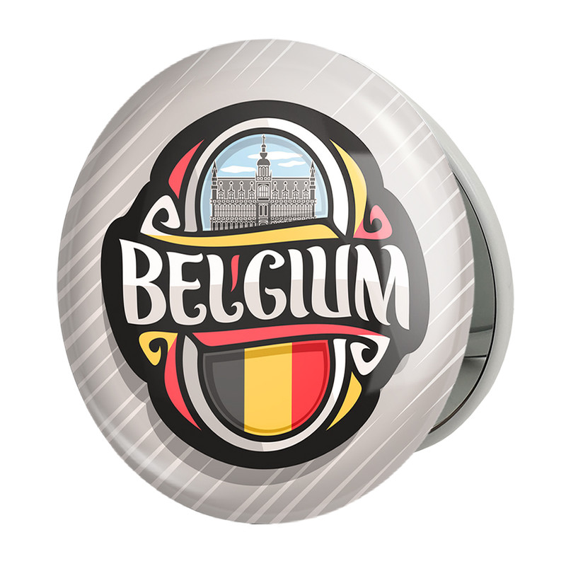 آینه جیبی خندالو طرح پرچم بلژیک مدل تاشو کد 20698 