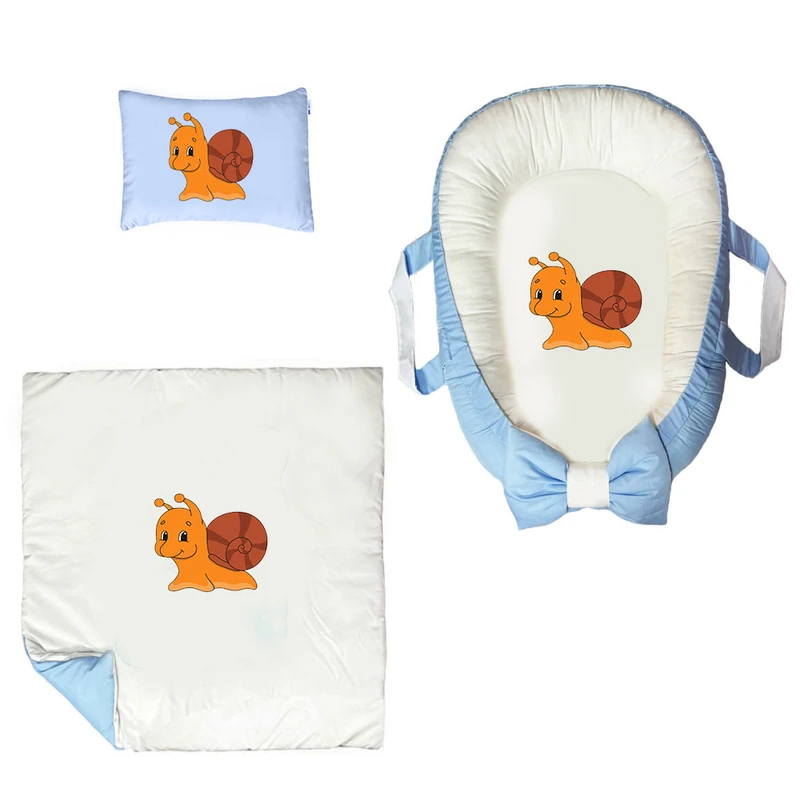 سرویس خواب سه تکه نوزاد ناریکو مدل گارد محافظ دار طرح حلزون کد 0399