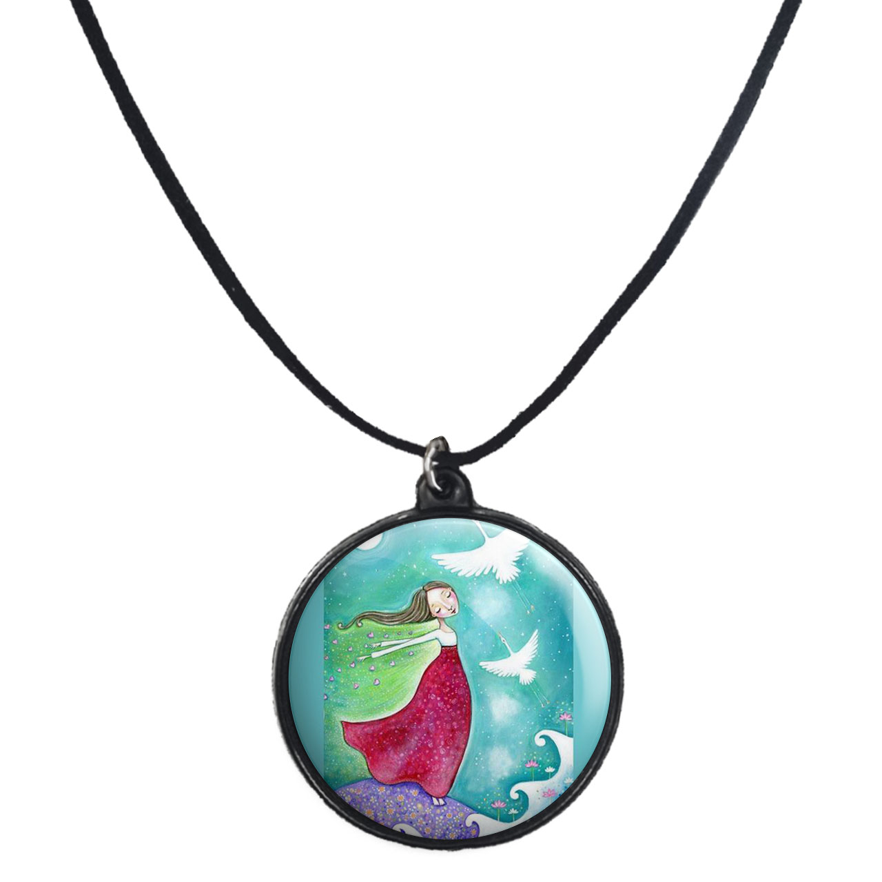 گردنبند پرمانه طرح دخترونه کد pmb.4327 مدل دو طرفه