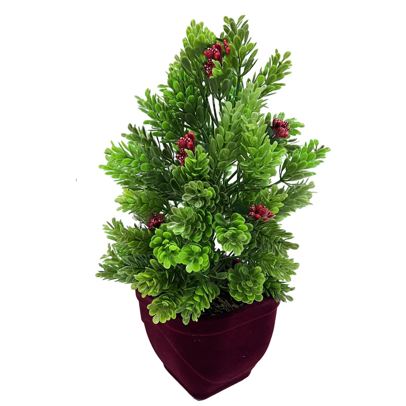 گلدان به همراه درختچه مصنوعی مدل کریسمس مینیاتوری nardon