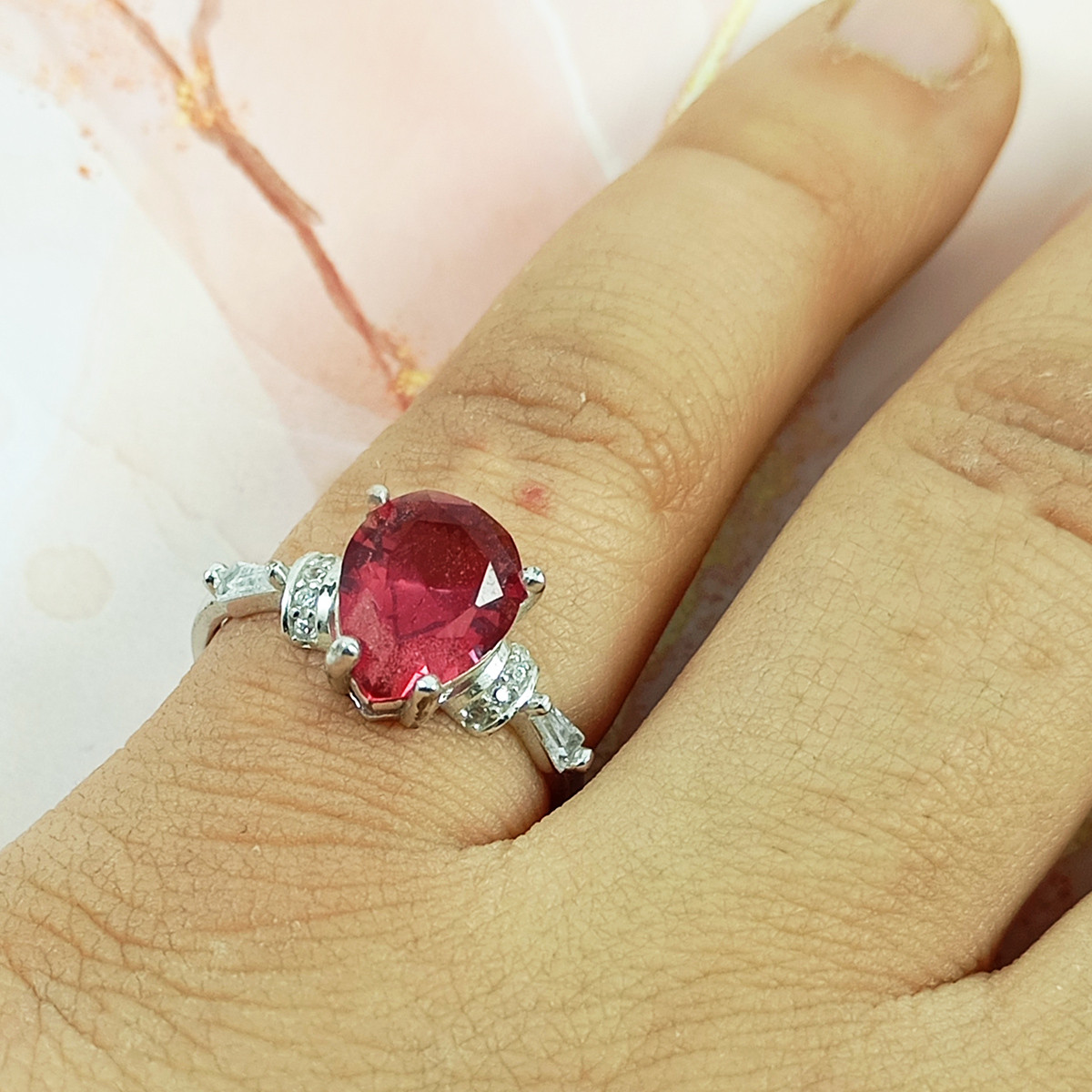 نیم ست نقره زنانه سلین کالا مدل یاقوت سرخ کد 2