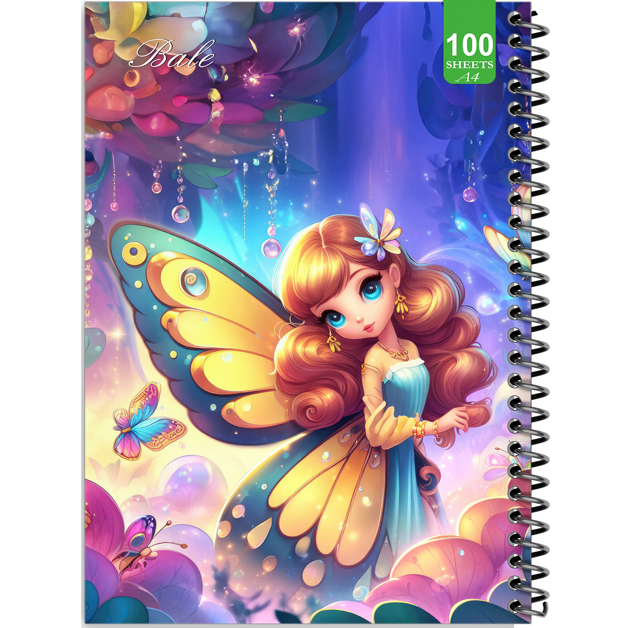 دفتر نقاشی 100 برگ بله مدل رحلی طرح فانتزی پروانه زیبا کد A4-N357
