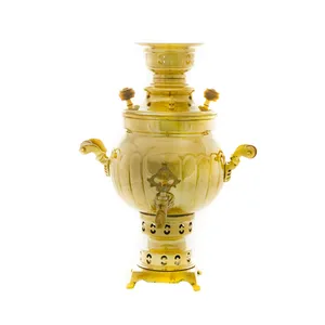 سماور ذغالی برنجی مدل عدسی ترک دار کد 4407