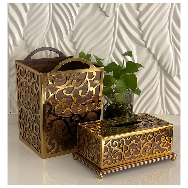 ست سطل و جای دستمال کاغذی مدل ترنج