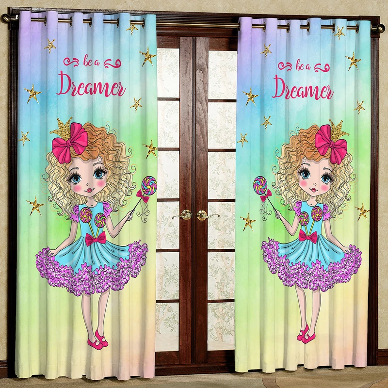 پرده دختر و آب نبات مدل هازان پانچی کد 4112a سایز 140x200 سانتی متر