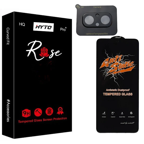 محافظ صفحه نمایش هیتو مدل Rose Antistatic Touch مناسب برای گوشی موبایل شیائومی Redmi 12c به همراه محافظ لنز دوربین