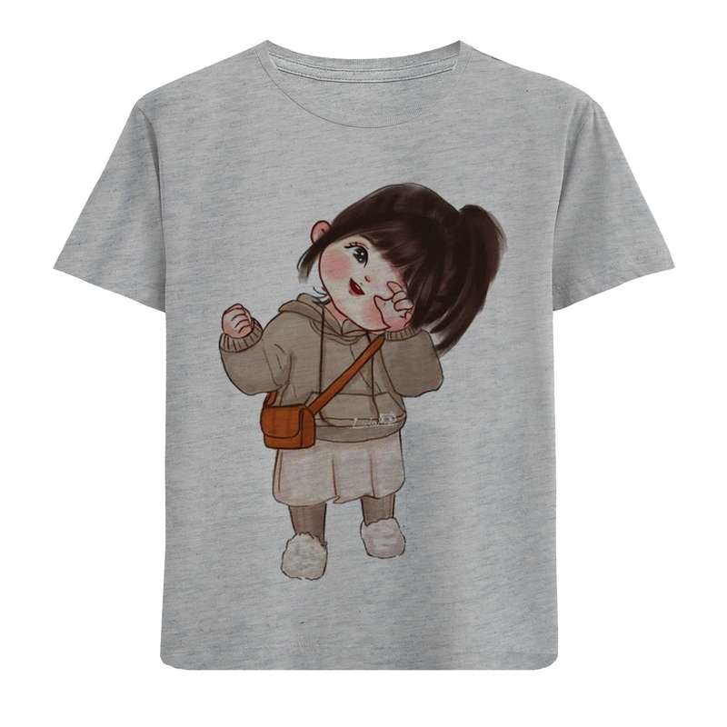 تی شرت آستین کوتاه دخترانه مدل دخترک ملوس F704