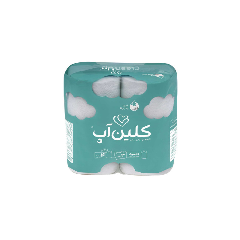دستمال توالت کلین آپ مدل ابر بسته 4 عددی