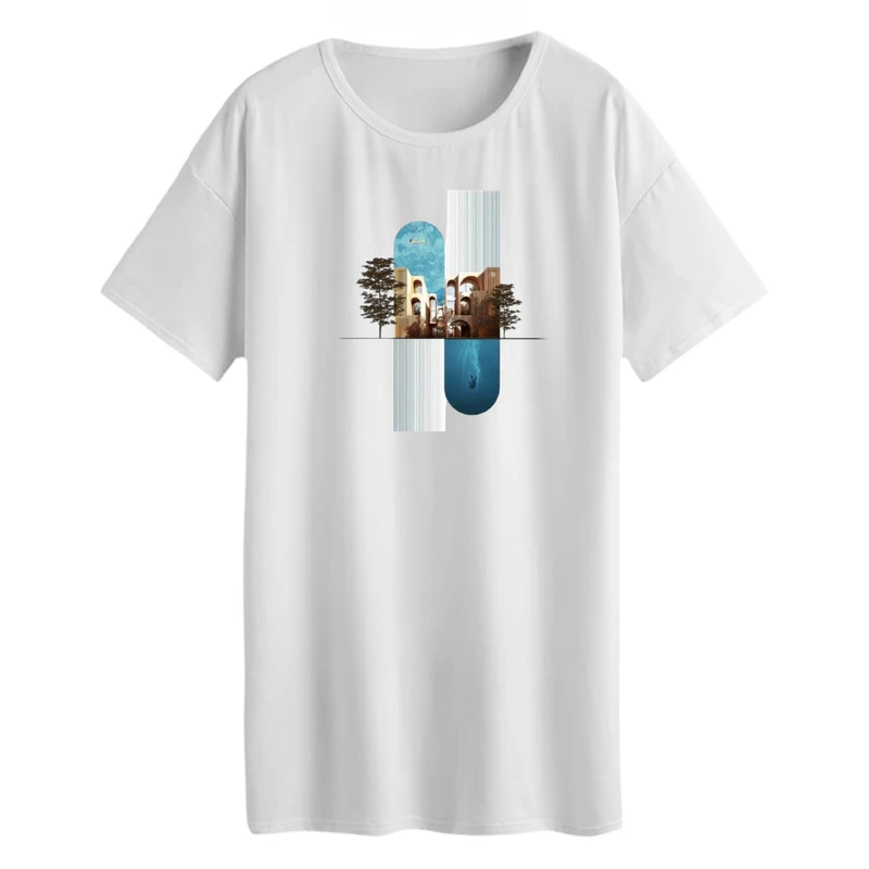 تی شرت لانگ آستین کوتاه زنانه مدل معماری