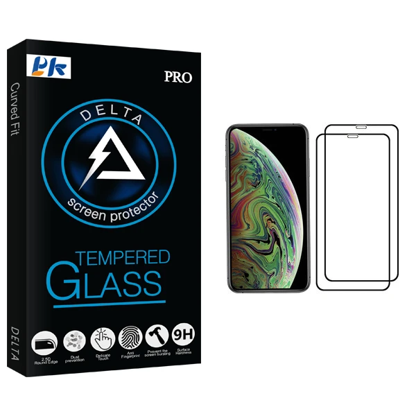 محافظ صفحه نمایش پی کی مدل Delta Glass مناسب برای گوشی موبایل اپل iPhone XS بسته دو عددی