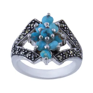 انگشتر نقره زنانه بازرگانی میلادی  مدل فیروزه کد Aw_156