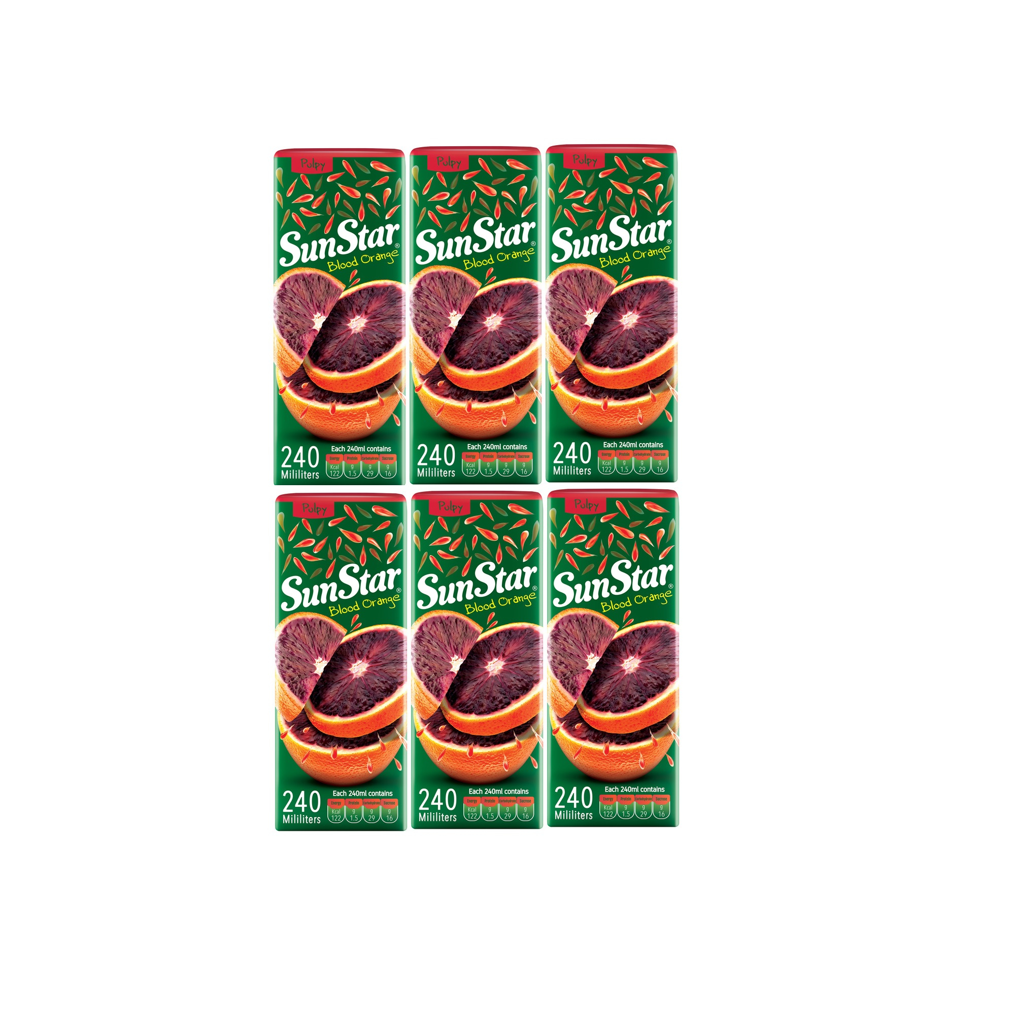 آبمیوه پرتقال توسرخ سان استار - 240 میلی لیتر بسته 6 عددی