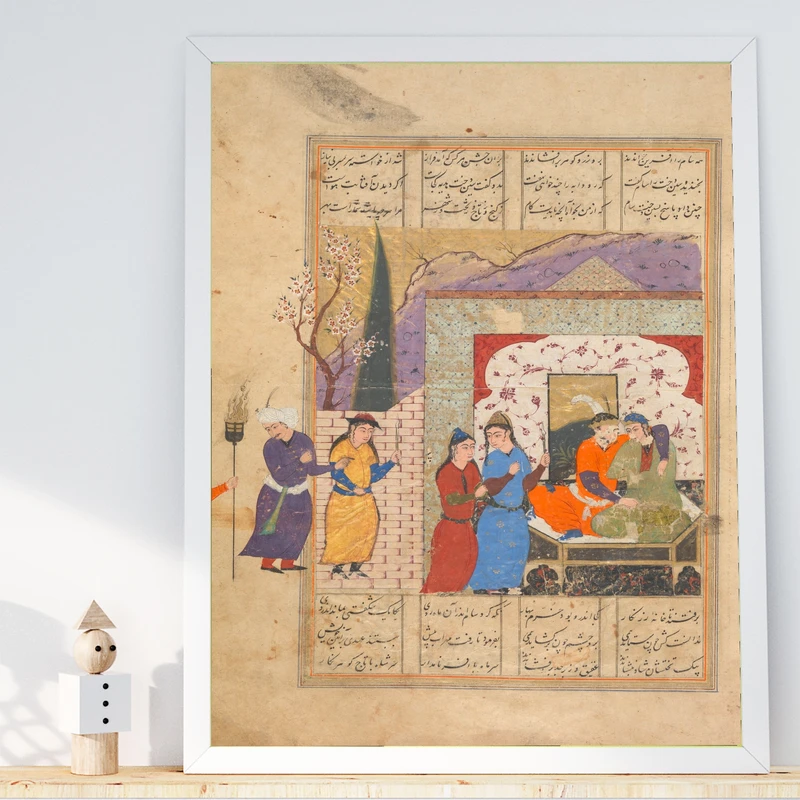 تابلو طرح نگارگری شاهنامه مدل G00813 فریم سفید