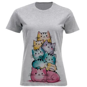 تی شرت آستین کوتاه زنانه مدل گربه ها W394