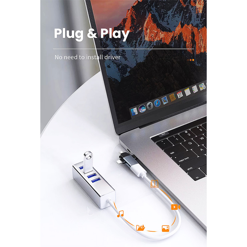 مبدل USB به USB-C/ MICROUSB/ لایتنینگ مدل OTG-Three بسته دو عددی