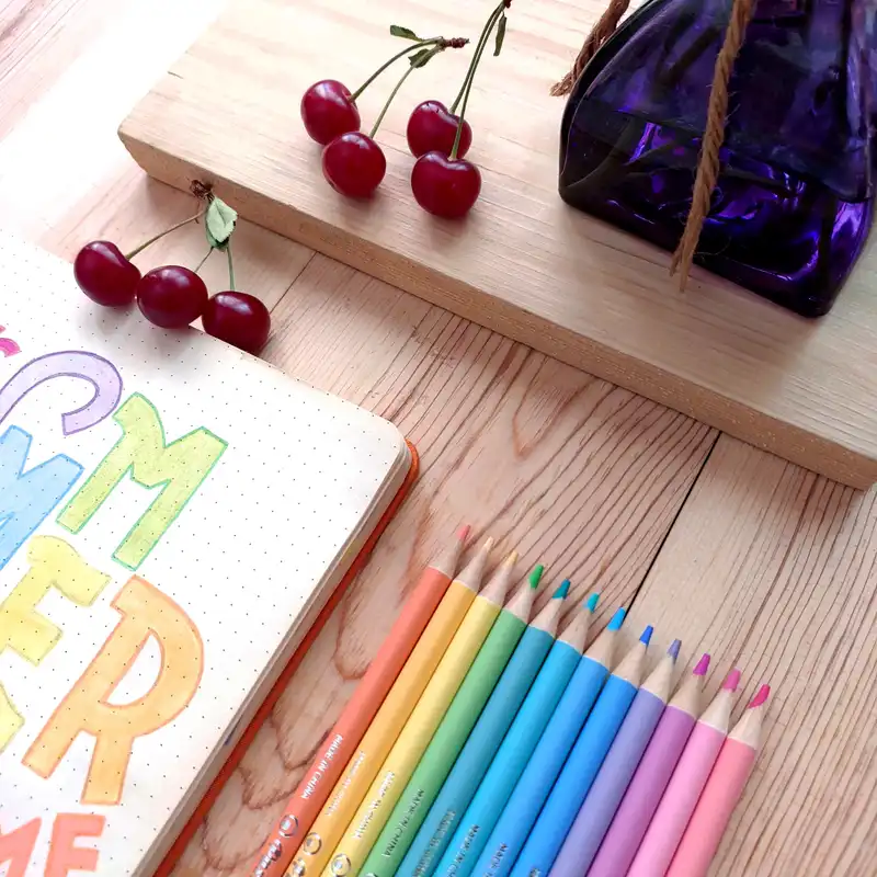 مداد رنگی 12 رنگ دامس مدل پاستیلی کد 12PC به همراه دفتر