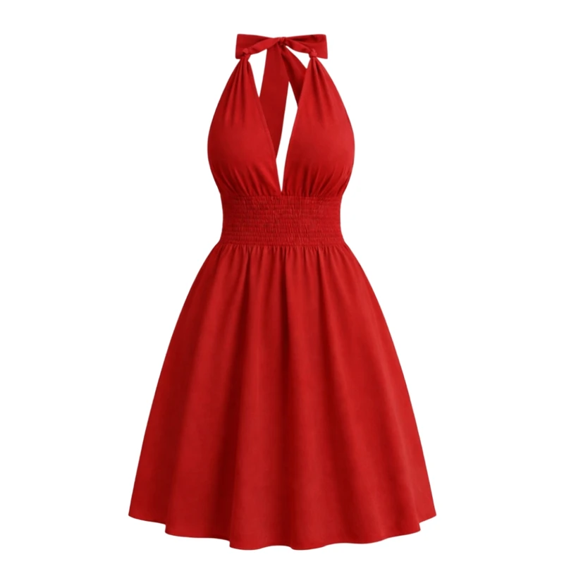 پیراهن یقه باز زنانه مدل پشت گردنی کد 019