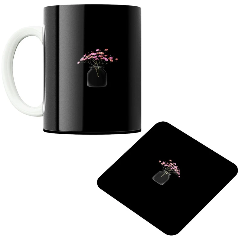 ماگ پادآفرین مدل گلدان کد 403 به همراه زیر لیوانی 