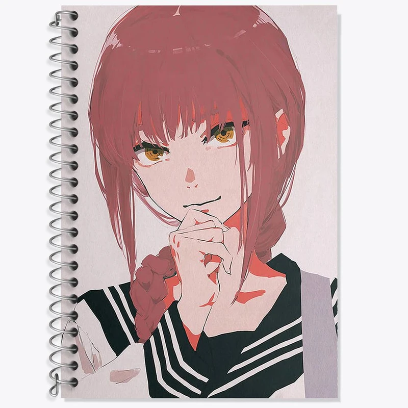 دفتر زبان 50 برگ خندالو مدل سه خط طرح ماکیما انیمه مرد اره ای Chainsaw Man کد 17985