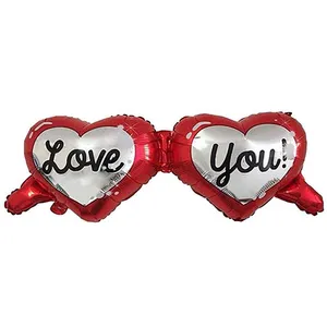 بادکنک فویلی طرح دو قلب مدل Love you
