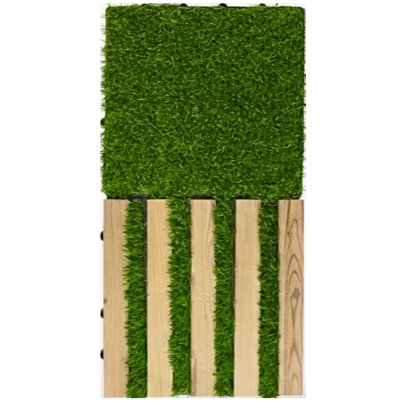 کفپوش مدل تایل چوب و چمن مصنوعی