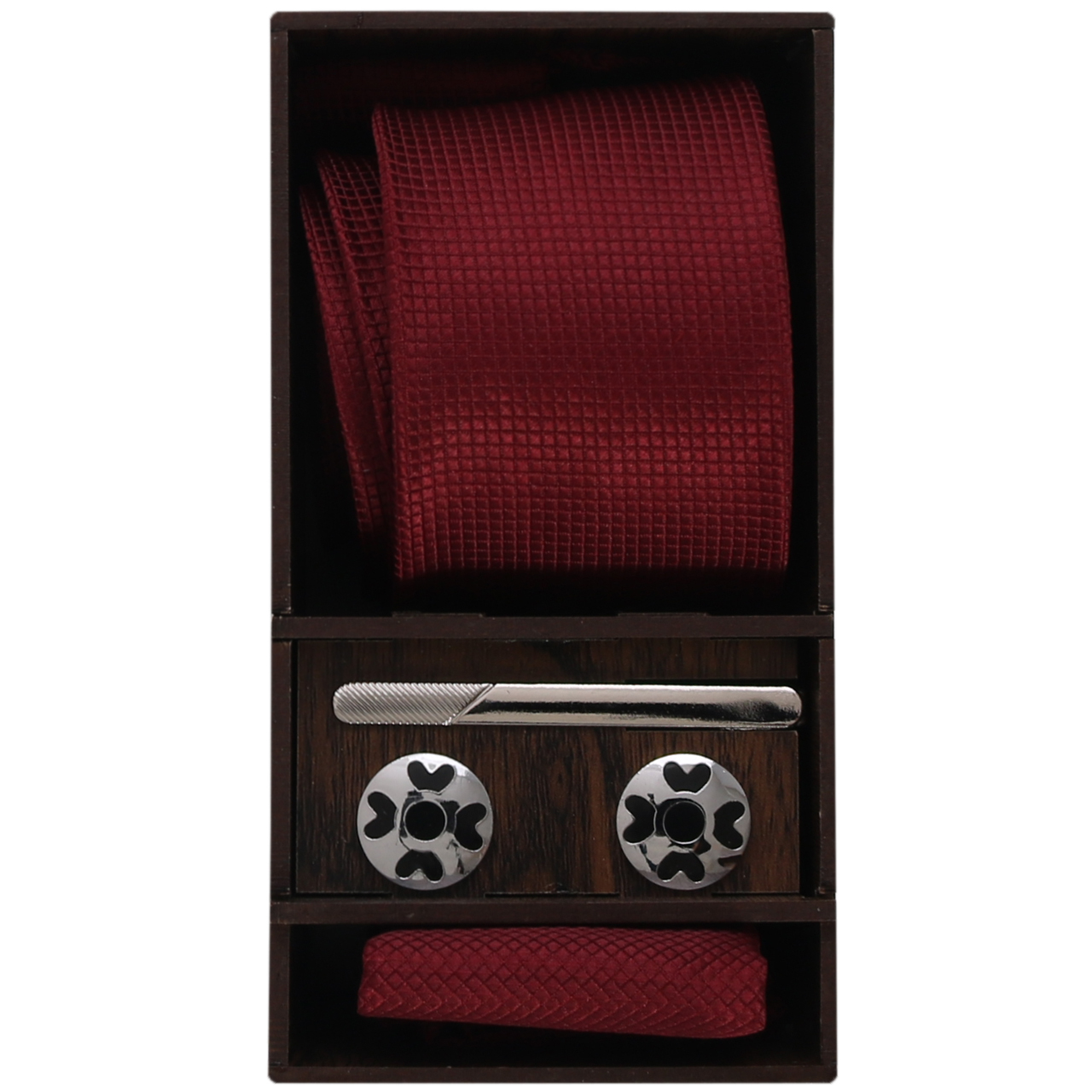  ست کراوات و گیره کراوات و دستمال جیب و دکمه سردست مردانه مدل PJ-103483