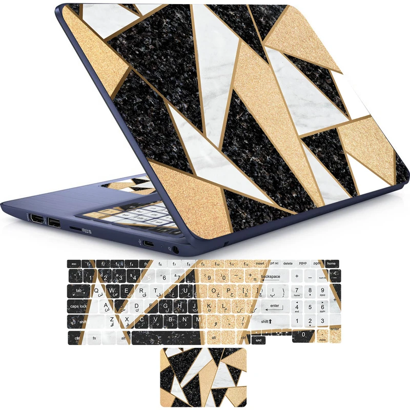 استیکر لپ تاپ راتیانا مدل 02 pretty marble مناسب برای لپ تاپ 15 تا 17 اینچ به همراه برچسب حروف فارسی کیبورد