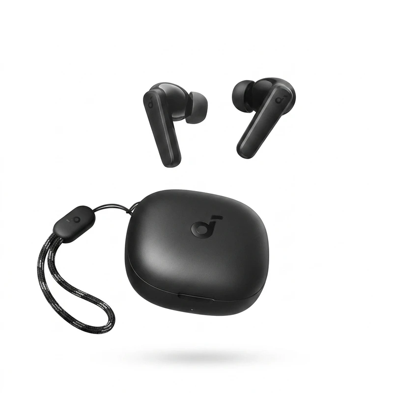 هدفون بلوتوثی مدل SoundCore R50i  بدون قابلیت نویز کنسلینگ، درگاه شارژ USB Type-C، دارای فناوری AI-Enhanced Calls برای کاهش نویز و بهبود مکالمات، مقاوم در برابر رطوبت و عرق