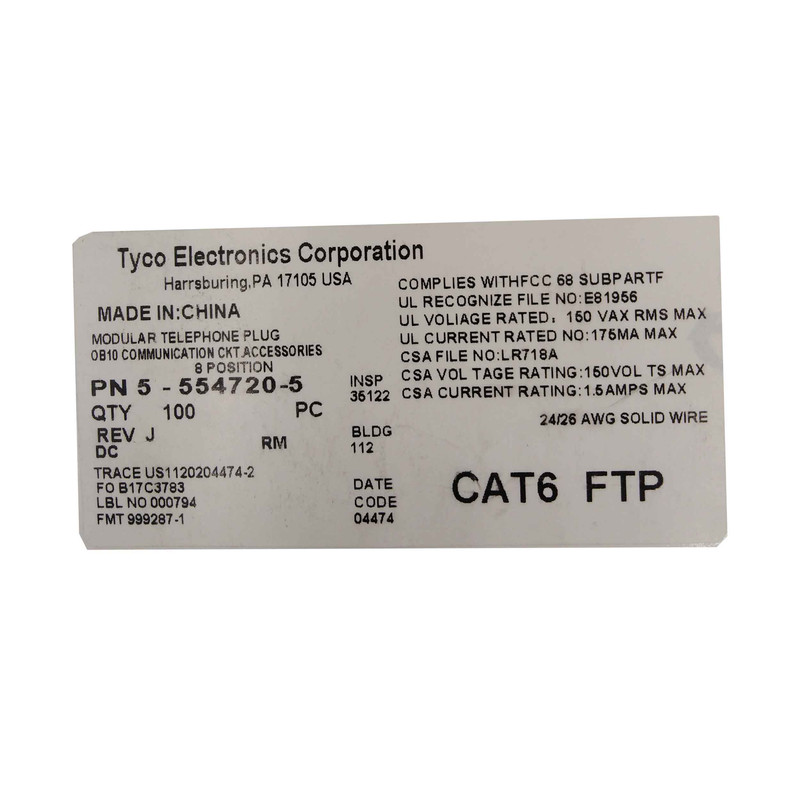 سوکت شبکه CAT6E امپ مدل JN26E بسته 100 عددی 3