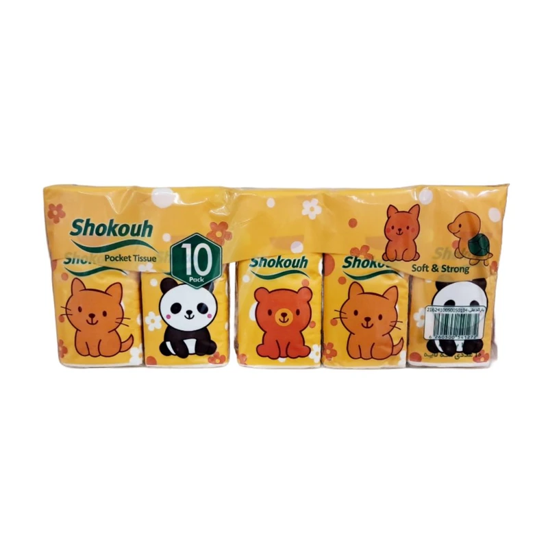 دستمال کاغذی جیبی 10 برگ 3 لایه شکوه کد 02 بسته 10 عددی