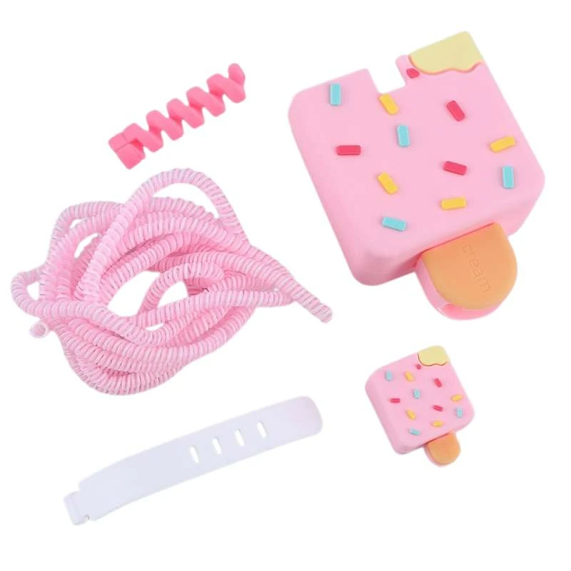 محافظ شارژر دیواری طرح بستنی مدل ICE55 مناسب برای شارژر سامسونگ 25 وات سه پین بسته 5 عددی 