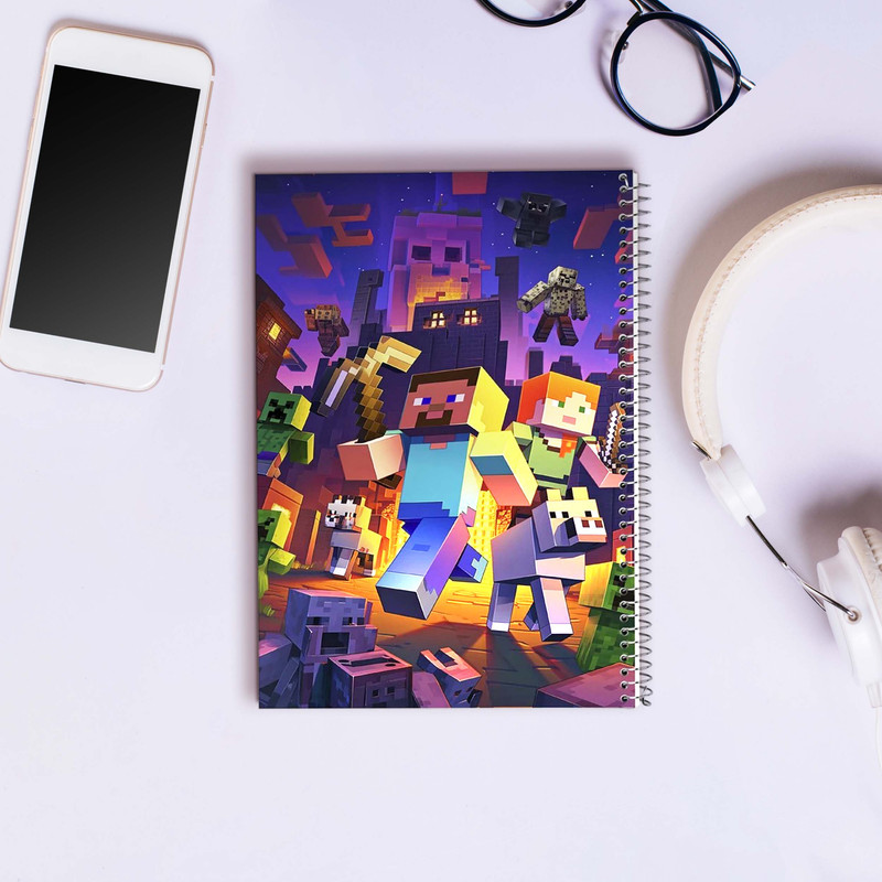 دفتر مشق 50 برگ مدوپد مدل ماینکرفت minecraft کد DF14013