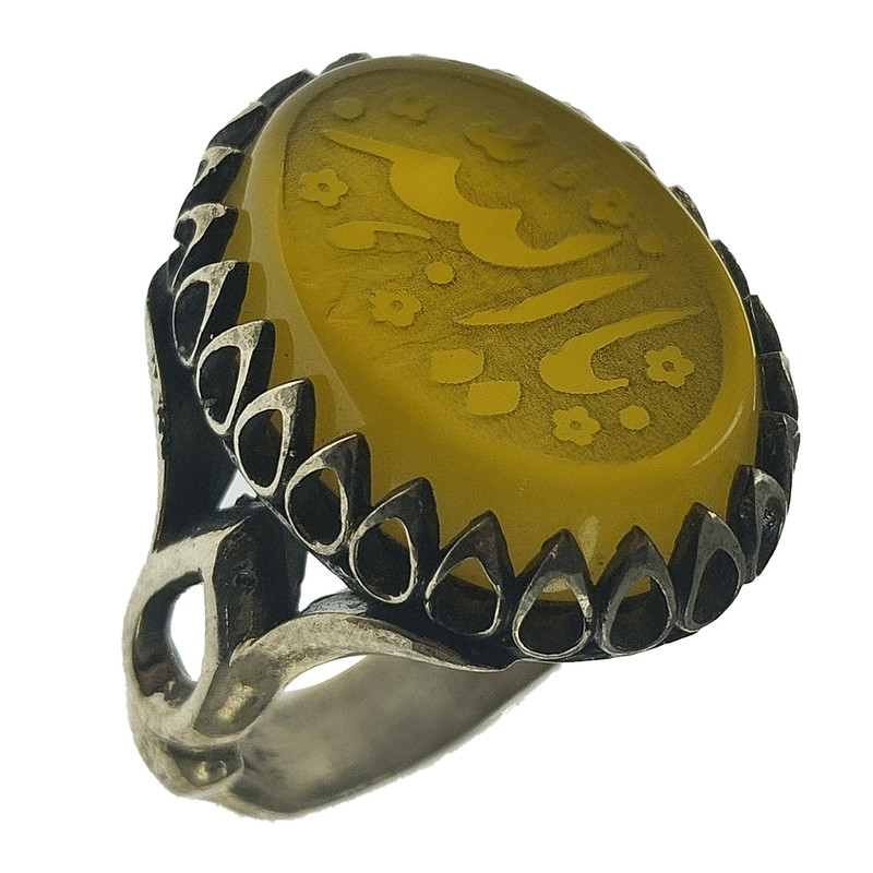 انگشتر نقره مردانه سلین کالا مدل عقیق خطی طرح یا الله انگشتر نقره مردانه سلین کالا مدل عقیق خطی طرح یا الله