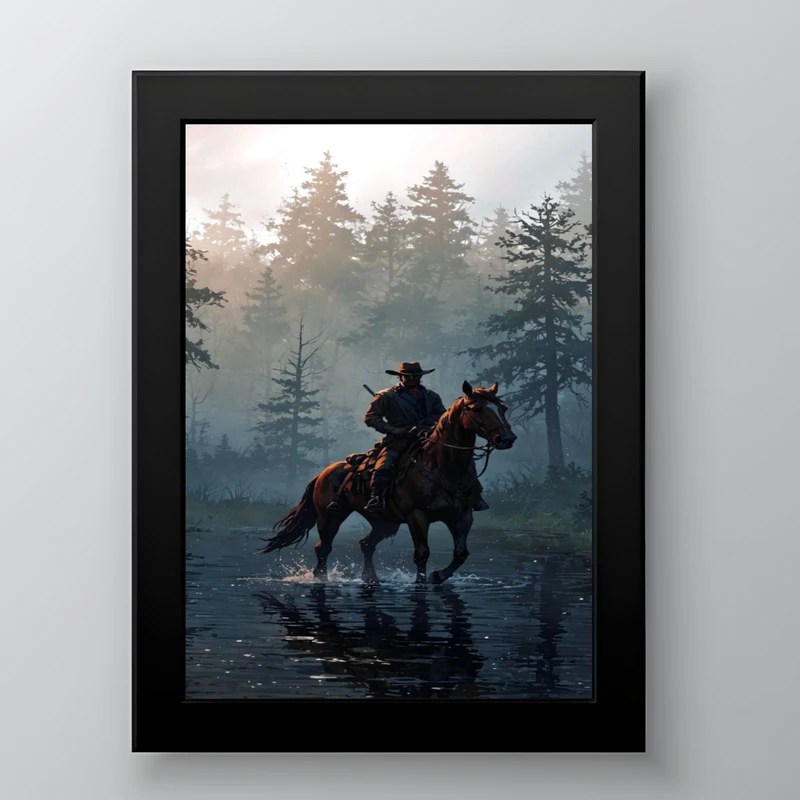 تابلو طرح بازی RED DEAD REDEMPTION مدل دکوراتیو فریم مشکی