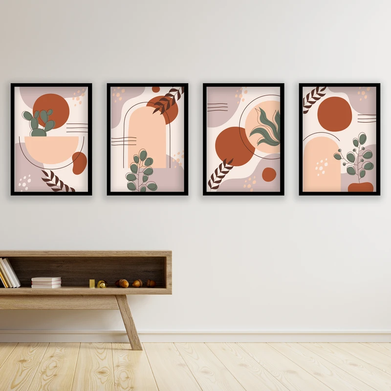 تابلو مدل مینیمال دکوراتیو کد LA-G4021 مجموعه 4 عددی