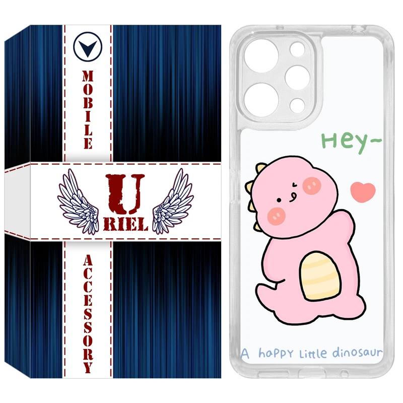 کاور یوریل مدل Clear کد 26 طرح دایناسور صورتی مناسب برای گوشی موبایل شیائومی Redmi 12 4G / 12 5G