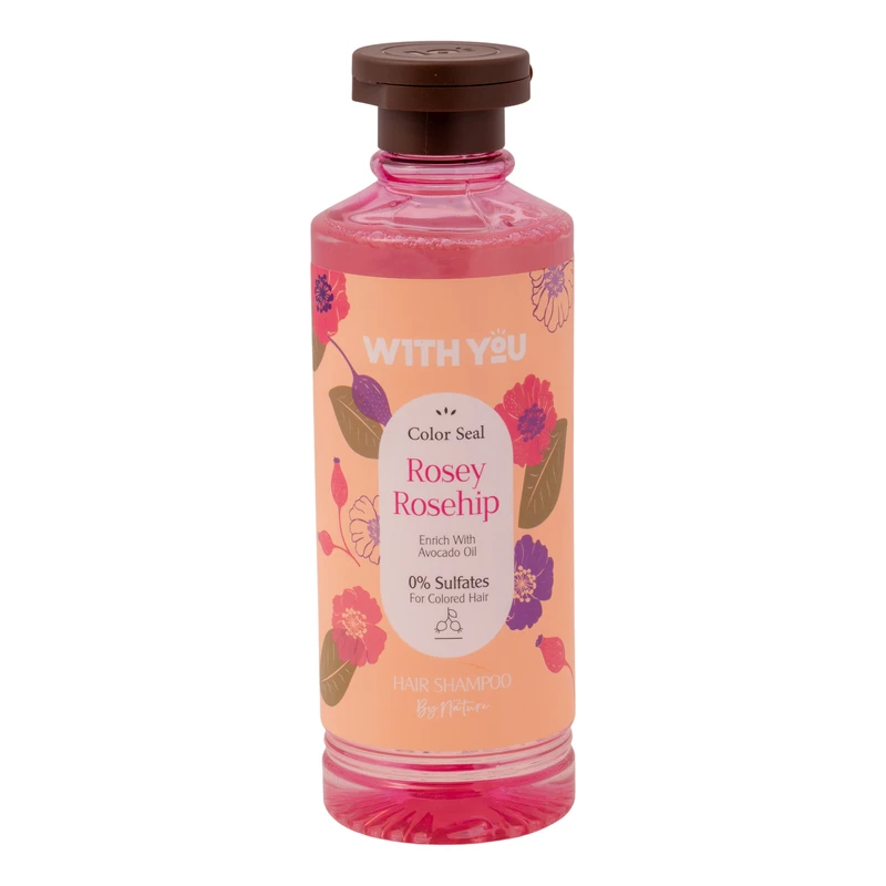 شامپو تثبیت کننده رنگ مو ویت یو مدل Rosey Rosehip با عصاره رزهیپ و روغن آووکادو حجم 300 میلی‌لیتر مناسب موهای رنگ شده و پوست سر معمولی