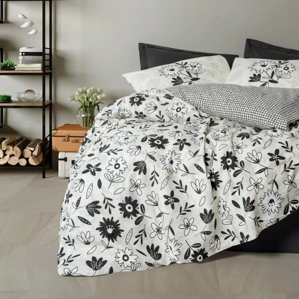 سرویس ملحفه یک نفره 3 تکه کاتن باکس مدل MERESA SIYAH