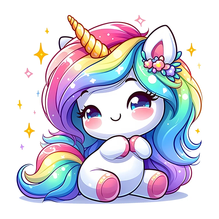 استیکر پارچه و لباس پاد آفرین مدل کارتونی کیوت تک شاخ یونیکورن کد S5338