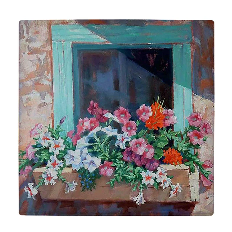  زیر لیوانی  طرح پنجره سنتی و بوته های گل کد    6198088_5586